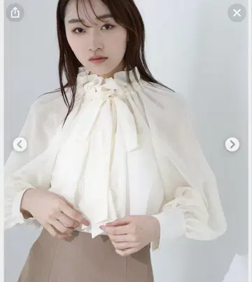 내추럴 뷰티 베이직 리본 블라우스 화이트