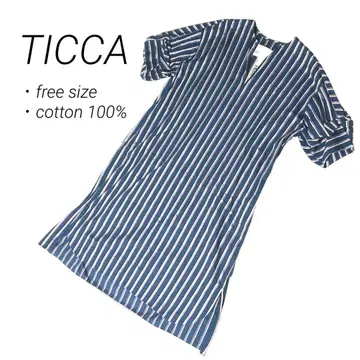 새상품급! TICCA 티카 코튼 트위스트 슬리브 원피스 블루