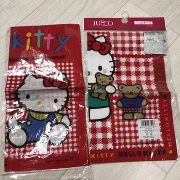 새상품 당시 상품 산리오 키티 손수건 깅엄 체크