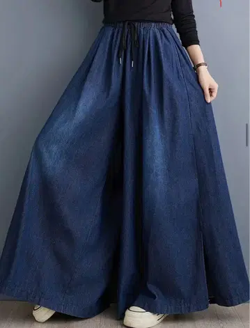 데님 와이드 배기 팬츠 롱 스커트 자택 보관 봉투 없음 2XL 사이즈