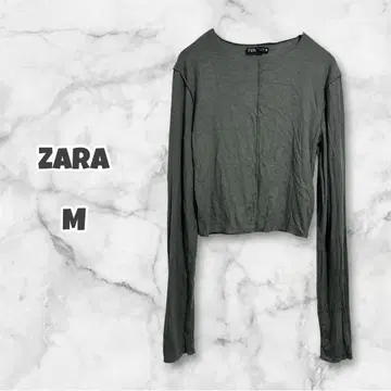 ZARA 자라 크롭 긴팔 티셔츠 M 멜로우 보트넥 롱T