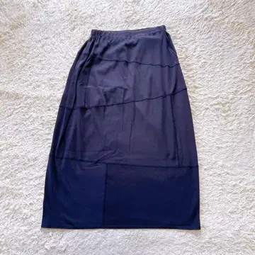 요건 레일 요크 디자인 코쿤 롱 스커트 네이비 M