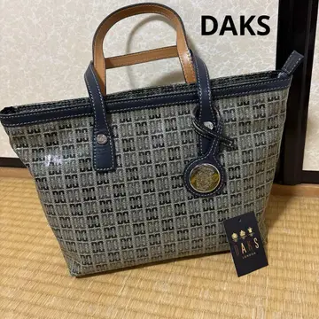 컨디션 최상 DAKS 닥스 핸드백 네이비 참 포함 타카시마야