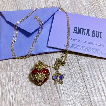 ANNA SUI 하트 로켓 펜던트 나비 크라운