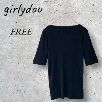 girlydou 반팔 리브 니트 세련된 심플 오피스 포멀 블랙