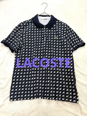 LACOSTE 라코스테 네이비 하운드투스 체크 피케 셔츠 사이즈 4 악어