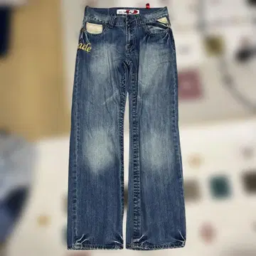 Take Two 데님 블루 29 Y2K 00s 자수 스케이터