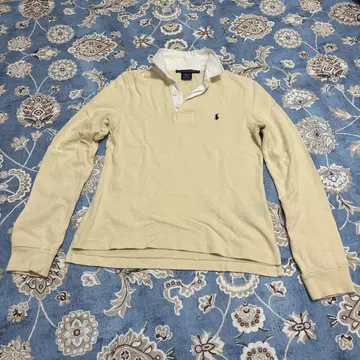 Ralph Lauren 크림색 긴팔 폴로 셔츠 카라 부착