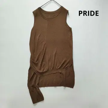 고급 PRIDE 아지메 변형 슬리브리스 면 니트   최근 모델