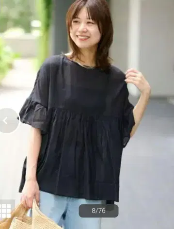 레리움/레이온 코튼 보일 볼륨 개더 풀오버