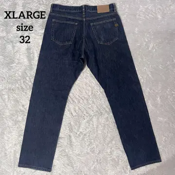 XLARGE 셀비치 레드 이어 스트레이트 데님 다크 블루 네이비 32