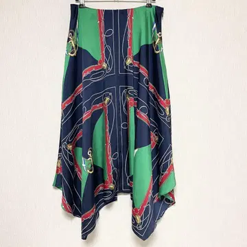 Ralph Lauren 랄프 로렌 스카프 패턴 롱 플레어 스커트