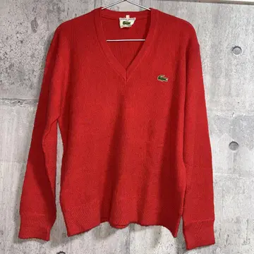 Lacoste V넥 니트 스웨터 사이즈 3 빨간색
