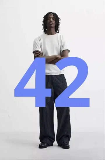 자라 스트라이프 패턴 릴랙스 핏 팬츠 42 JP32