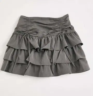 OLIVE des OLIVE 드로스트 티어드 미니 스커트 그레이