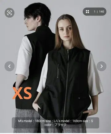 CLEL 루즈 하이넥 디자인 베스트 XS 블랙