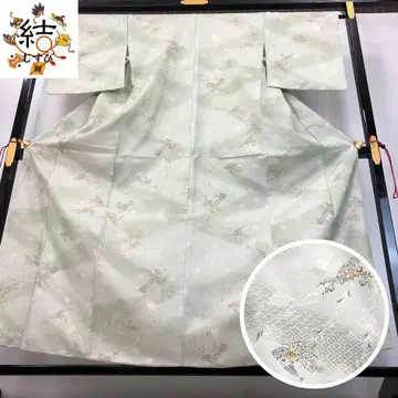 MK-1478 코몬 워셔블 기모노 후미시 부채에 꽃 무늬 화이트 루쿠