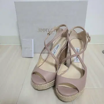 JIMMY CHOO 핑크 베이지 웨지 샌들