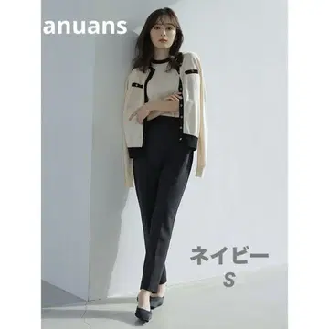 anuans 테이퍼드 이지 컷 팬츠 네이비 S 사이즈