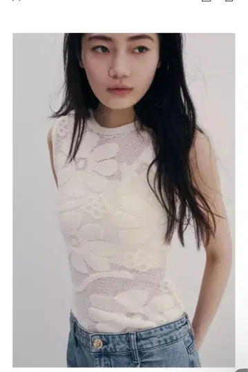 자라 탑 플라워 텍스처 니트 탑