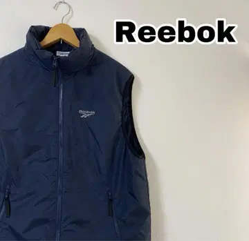 90s 리복 벡터 로고 자수 충전솜 나일론 베스트 네이비