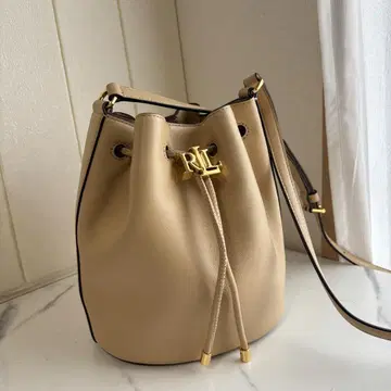 컨디션 최상] 로렌 랄프 로렌 복조리 숄더백 베이지 천연 가죽 로고