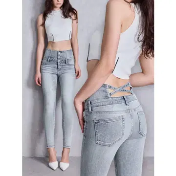 GYDA 하이 웨스트 크로스 스키니 데님 팬츠 청바지 스키니