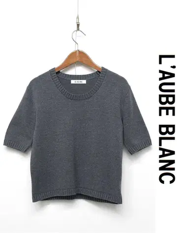 P370/ 24SS L'AUBE BLANC 반팔 니트 풀오버 그레이
