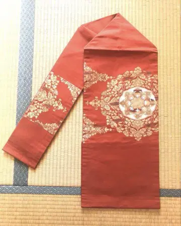 나고야 오비 오타이코 패턴 주홍색 (4)