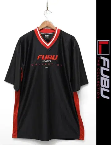 P364/빈티지 90s FUBU JEANS 게임 셔츠 XL 블랙 레드