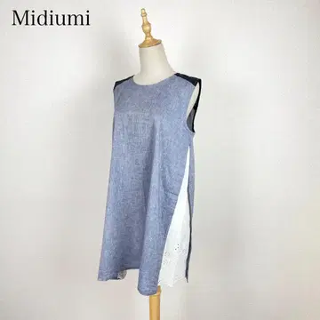 Midiumi 린넨 블렌드 절개 튜닉 원피스 일본제