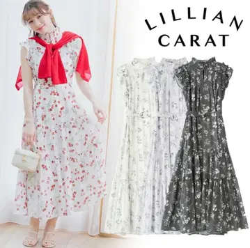 LILLIAN CARAT 전개 프린트 티어드 원피스