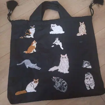 고양이 자수 핸드백 ear