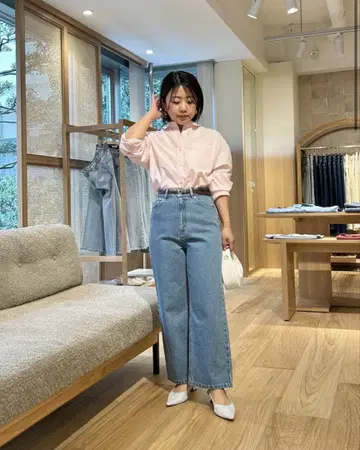 코히나 cohina 세미 와이드 스트레이트 XS 쿠로키 데님