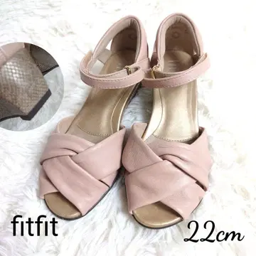 fitfit 트위스트 소프트 가죽 샌들 통굽 핑크 베이지 22cm