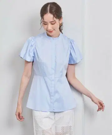 유나이티드 애로우즈 새틴 버블 슬리브 블라우스