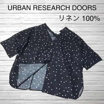 URBAN RESEARCH DOORS 린넨 100% 도트 무늬 셔츠 블랙