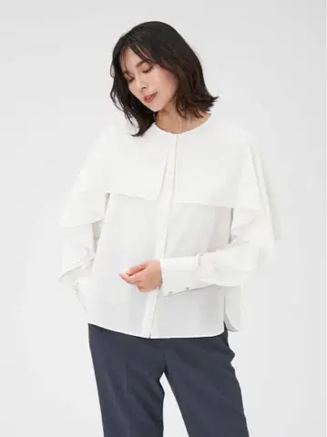 새상품 택 포함 프레이 아이디 케이프 데신 블라우스 셔츠 F 화이트