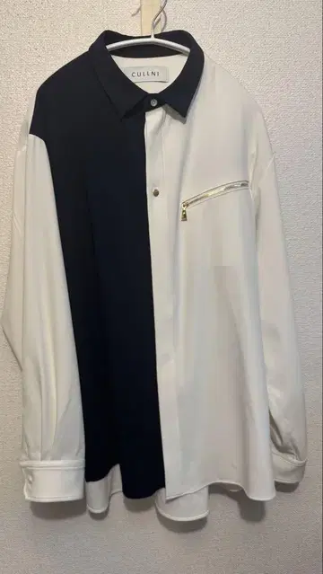 CULNI 23 SS 화이트/네이비 긴팔 셔츠