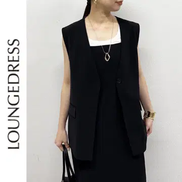새상품 Loungedress 린넨 같은 베스트 라운지 드레스 블랙