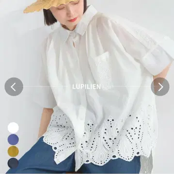 lupilien 루피리안 스캘럽 자수 셔츠 블라우스 면100% 화이트