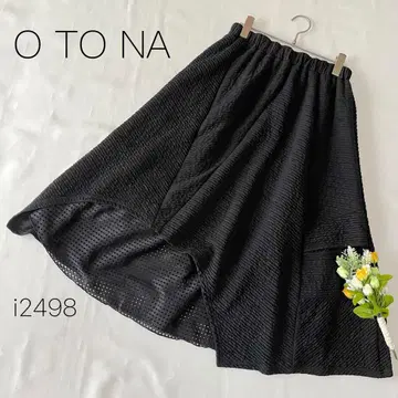 오토나 롱 플레어 스커트 허리 밴딩 메쉬 성숙/러블리 블랙 [F]