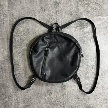 y2k grunge leather 서클 백팩 천연 가죽 모드