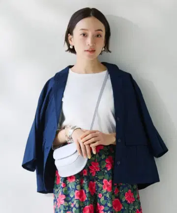 studio CLIP 코튼 린넨 하프 슬리브 워크 자켓
