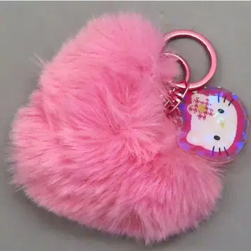 카오하나 키티 헬로키티 하트형 퍼 키링