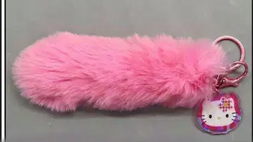 카오하나 키티 헬로키티 꼬리 모양 퍼 키링 참