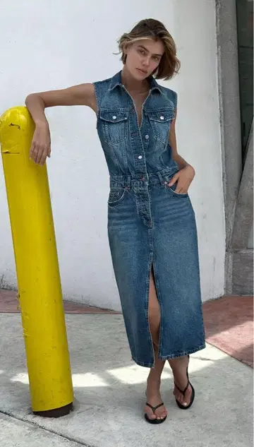 ZARA 데님 슬리브리스 미디 길이 원피스 새상품