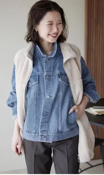 미사용 새상품 택 포함 LE DENIM 박스 트래커 데님 자켓