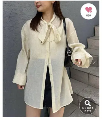 새상품 kastane 깅엄 보타이 블라우스