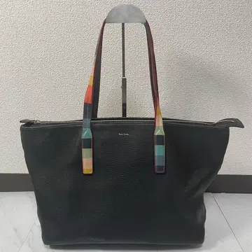 폴스미스 토트백 아티스트 스트라이프 블랙 소가죽
